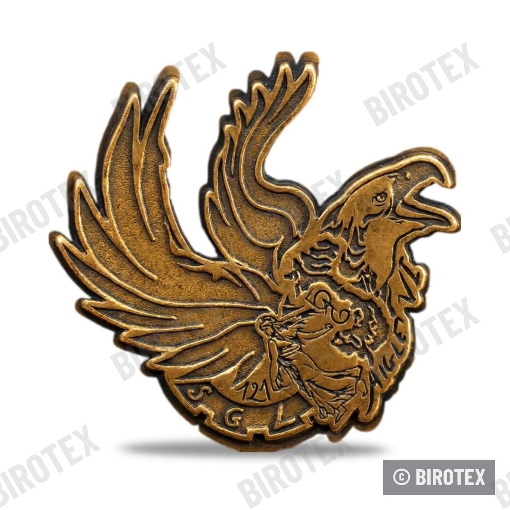 Insignia metálica de águila, acabado bronce