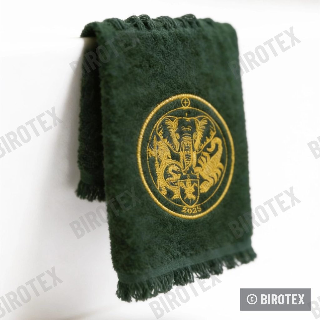 Besticktes grünes Handtuch, Wappen 2025