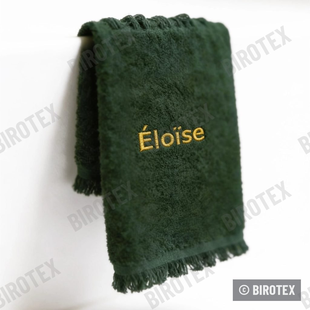 Grünes Handtuch mit gesticktem Namen