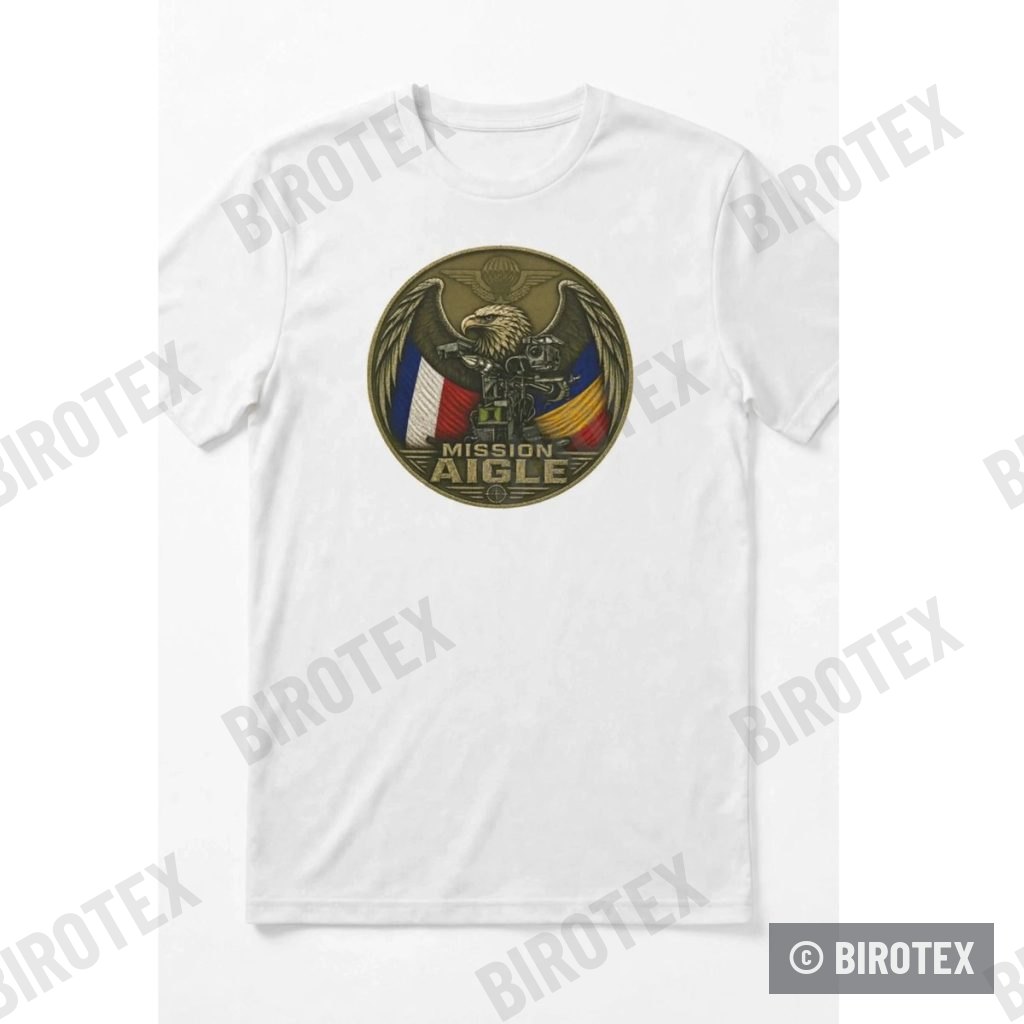 Tricou alb cu emblemă Mission Aigle